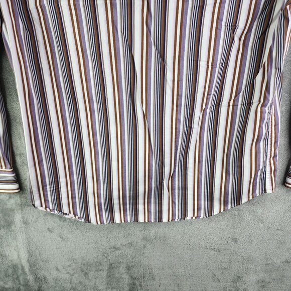 Men's Bugatchi Uomo Multicolor Striped Shirt Long Sleeve Button Down Size L - Picture 9 of 14